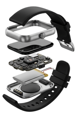 Aptofit TrackPro smartwatch showing premium aluminum alloy case, advanced sensors, and quality build materials